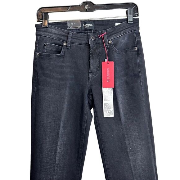 Cambio Jeans Womens 4 Black Flare paris easy kick feather Sequin hem NEW Denim - Picture 3 of 13